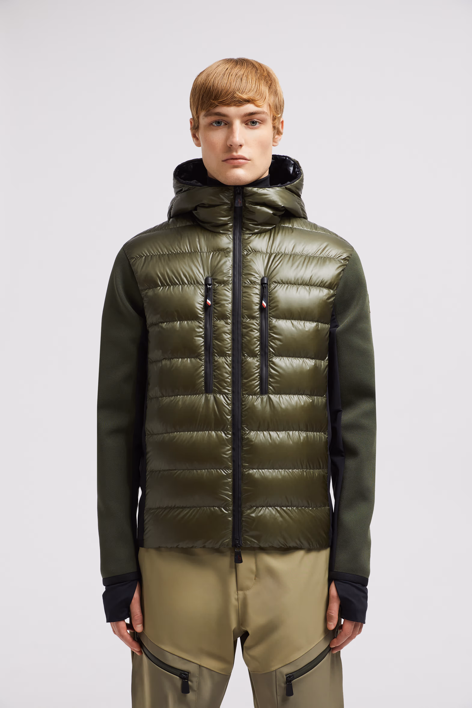 Padded Zip-Up Hoodie Men Green Moncler 3